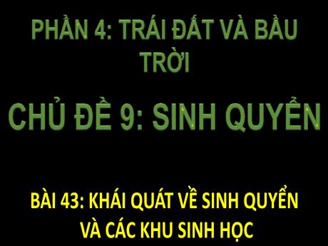 Bài giảng Khoa học tự nhiên Lớp 8 (Cánh diều) - Chủ đề 9: Sinh quyển - Bài 43: Khái quát về sinh quyển và các khu sinh học