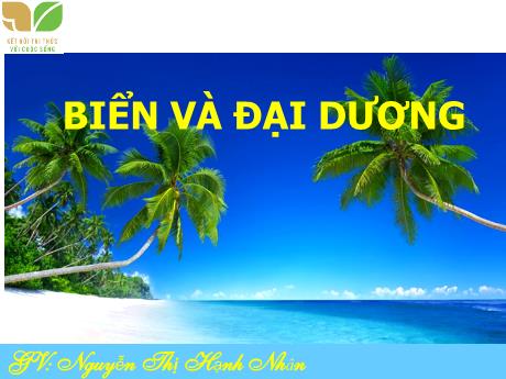 Bài giảng Lịch sử và Địa lí Lớp 6 (Kết nối tri thức) - Bài: Biển và đại dương