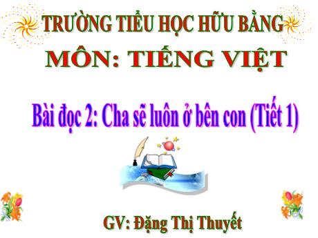 Bài giảng Tiếng Việt Lớp 3 (Đọc) Sách Cánh diều - Bài: Cha sẽ luôn ở bên con (Tiết 1) - Đặng Thị Thuyết