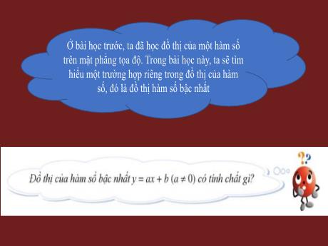 Bài giảng Toán Lớp 8 (Cánh diều) - Tiết 51, Bài 4: Đồ thị của hàm số bậc nhất y=ax+b (a≠0)