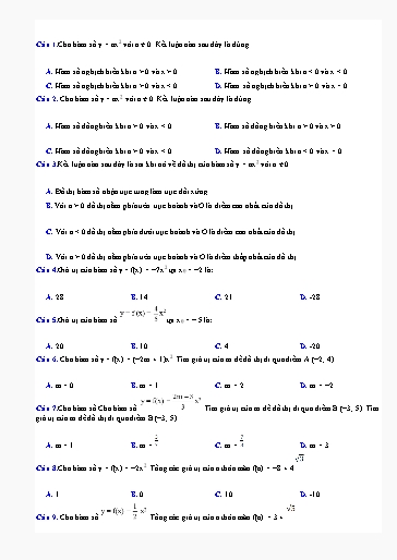 Bài tập ôn tập Toán Lớp 9 (Kết nối tri thức) - Chương 6, Bài 18: Hàm số y=ax² (a≠0)