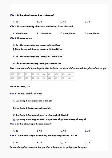 Bài tập ôn tập Toán Lớp 9 (Kết nối tri thức) - Chương 7, Bài 22: Bảng tần số và biểu đồ tần số