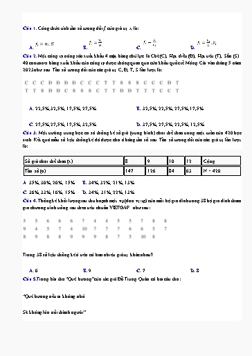 Bài tập ôn tập Toán Lớp 9 (Kết nối tri thức) - Chương 7, Bài 23: Bảng tần số tương đối và biểu đồ tần số tương đối