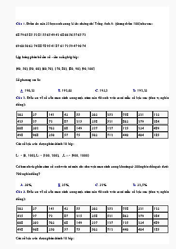 Bài tập ôn tập Toán Lớp 9 (Kết nối tri thức) - Chương 7, Bài 24: Bảng tần số, tần số tương đối ghép nhóm và biểu đồ
