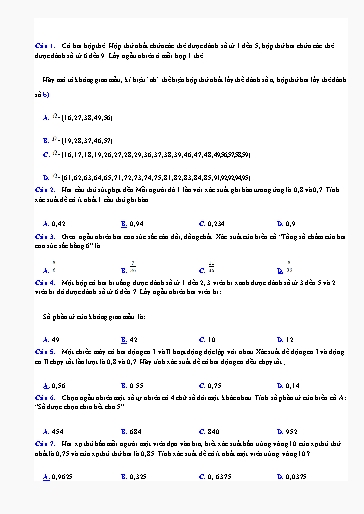 Bài tập ôn tập Toán Lớp 9 (Kết nối tri thức) - Chương 8: Bài tập cuối chương VIII