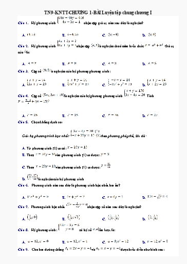 Bài tập ôn tập Toán Lớp 9 (Kết nối tri thức) - Chương I, Bài: Luyện tập chung