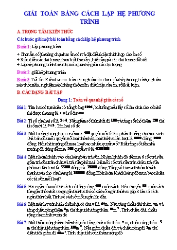 Chuyên đề bồi dưỡng học sinh giỏi Toán 9 (Kết nối tri thức) - Chủ đề: Giải Toán bằng cách lập hệ phương trình