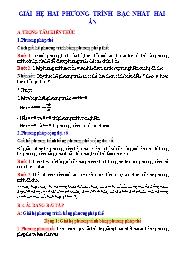 Chuyên đề bồi dưỡng học sinh giỏi Toán 9 (Kết nối tri thức) - Chủ đề: Giải hệ phương trình bậc nhất 2 ẩn