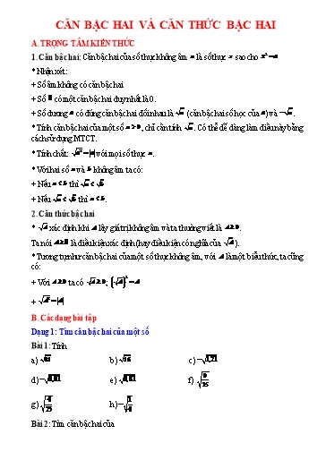 Chuyên đề bồi dưỡng học sinh giỏi Toán 9 (Kết nối tri thức) - Chủ đề: Căn bậc hai và căn thức bậc 2