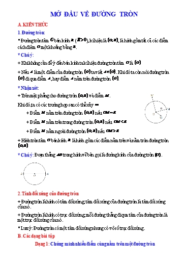 Chuyên đề bồi dưỡng học sinh giỏi Toán 9 (Kết nối tri thức) - Chủ đề: Mở đầu về đường tròn