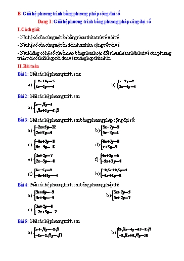 Chuyên đề bồi dưỡng học sinh giỏi Toán 9 (Kết nối tri thức) - Chủ đề: Giải hệ phương trình bằng phương pháp cộng đại số