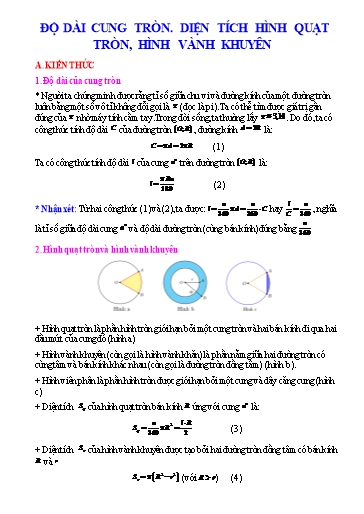 Chuyên đề bồi dưỡng học sinh giỏi Toán 9 (Kết nối tri thức) - Chủ đề: Độ dài cung tròn. Diện tích hình quat tròn, hình vành khuyên