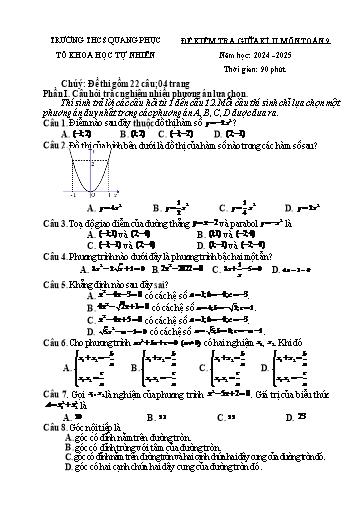 Đề kiểm tra Toán Lớp 9 giữa học kì II - Năm học 2024-2025 - Trường THCS Quang Phục (Có đáp án + Ma trận)