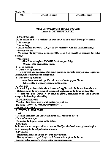 Giáo án Bài giảng Tiếng Anh Lớp 6 (Global success) - Unit 10: Our house in the future - Phạm Thị Oanh