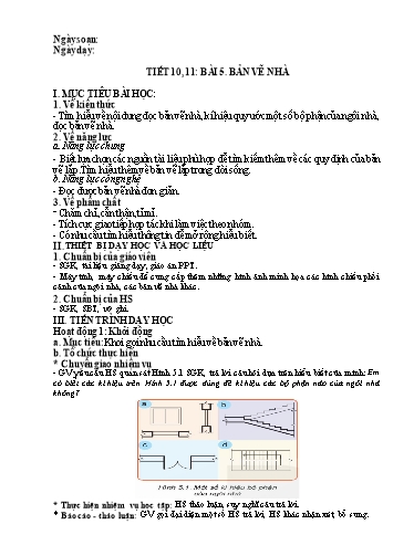 Giáo án Công nghệ Lớp 8 (Kết nối tri thức) - Tiết 10+11, Bài 5: Bản vẽ nhà