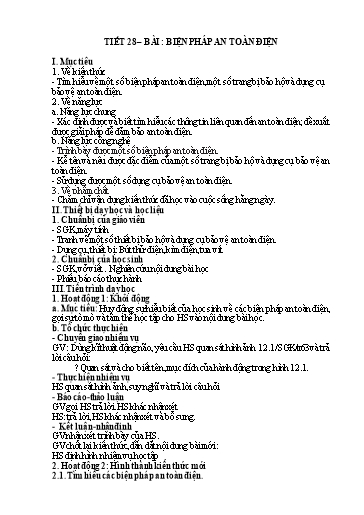 Giáo án Công nghệ Lớp 8 (Kết nối tri thức) - Tiết 28, Bài: Biện pháp an toàn điện