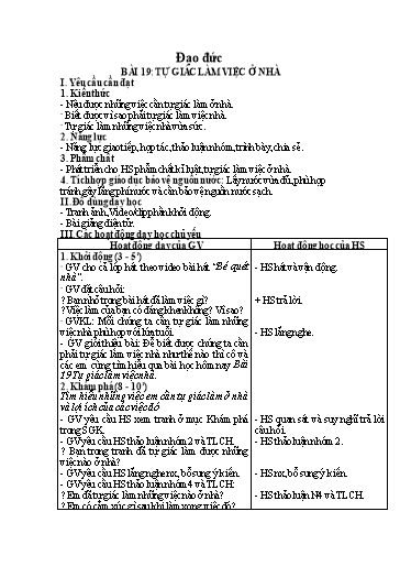 Giáo án Đạo đức 1 (Kết nối tri thức) - Bài 19: Tự giác làm việc nhà