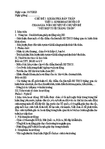 Giáo án Hoạt động trải nghiệm, hướng nghiệp 8 (Kết nối tri thức) - Chủ đề 2: Khám phá bản thân