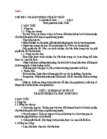 Giáo án Hoạt động trải nghiệm, hướng nghiệp Khối 8 (Kết nối tri thức) - Chủ đề 3: Trách nhiệm với bản thân