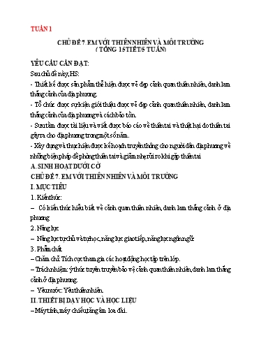Giáo án Hoạt động trải nghiệm, hướng nghiệp Khối 8 (Kết nối tri thức) - Chủ đề 7: En với thiên nhiên và môi trường