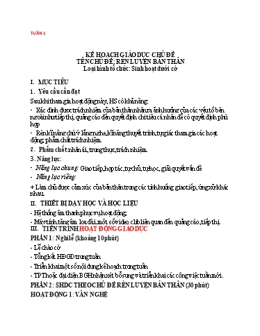 Giáo án Hoạt động trải nghiệm, hướng nghiệp Khối 8 (Kết nối tri thức) - Chủ đề 4: Rèn luyện bản thân