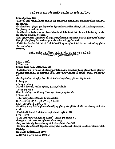 Giáo án Hoạt động trải nghiệm, hướng nghiệp Lớp 7 (Kết nối tri thức) - Chủ đề 7: Em với thiên nhiên và môi trường