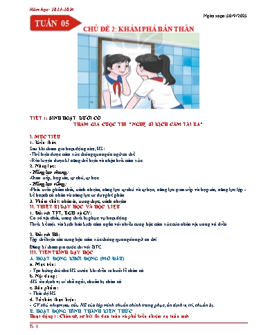 Giáo án Hoạt động trải nghiệm, hướng nghiệp Lớp 8 (Kết nối tri thức) - Chủ đề 2: Khám phá bản thân - Năm học 2023-2024