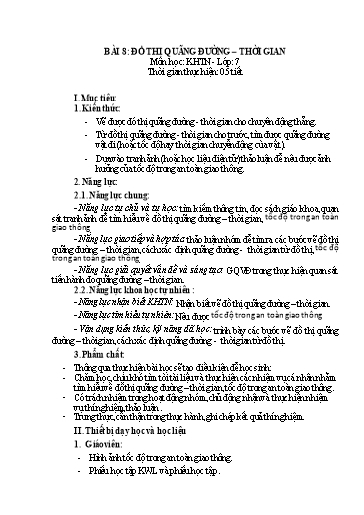 Giáo án Khoa học tự nhiên Lớp 7 (Cánh diều) - Bài 8: Đồ thị quãng đường. Thời gian