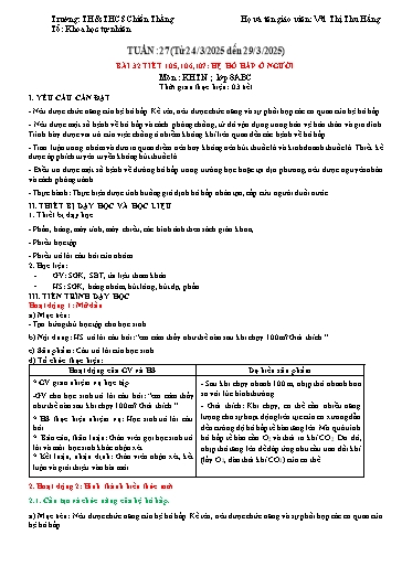 Giáo án Khoa học tự nhiên Lớp 8 (Cánh diều) - Tuần 27, Bài 32: Hệ hô hấp ở người - Năm học 2024-2025 - Vũ Thị Thu Hằng