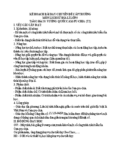 Giáo án Lịch sử và Địa lí Lớp 5 (Kết nối tri thức) - Tiết 52, Bài 20: Vương quốc Cam-pu-chia (Tiết 2) - Năm học 2024-2025 - Vũ Thị Minh Tiệp