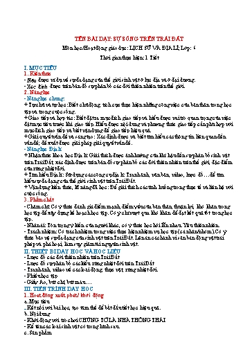 Giáo án Lịch sử và Địa lí Lớp 6 (Kết nối tri thức) - Bài: Sự sống trên Trái đất