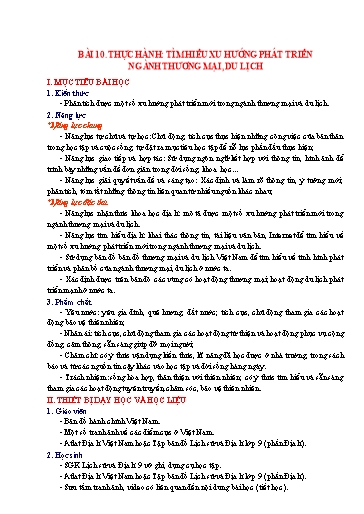 Giáo án Lịch sử và Địa lí Lớp 9 (Kết nối tri thức) - Bài 10: Thực hành Tìm hiểu xu hướng phát triển ngành thương mại, du lịch