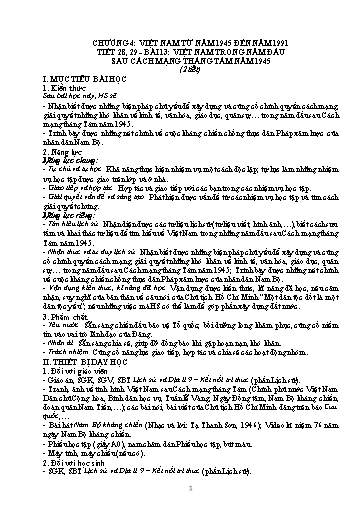 Giáo án Lịch sử và Địa lí Lớp 9 (Kết nối tri thức) - Chương 4: Việt Nam từ năm 1945 đến năm 1991 - Tiết 28+29, Bài 13: Việt Nam trong năm đầu sau cách mạng tháng 8 năm 1945 (2 Tiết)
