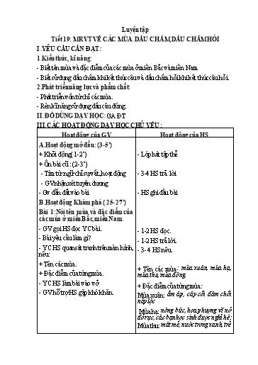 Giáo án Tiếng Việt Lớp 2 (Kết nối tri thức) - Tiết 19: Mở rộng vốn từ về các mùa. Dấu chấm, dấu chấm hỏi - Năm học 2024-2025 - Phạm Thị Tâm
