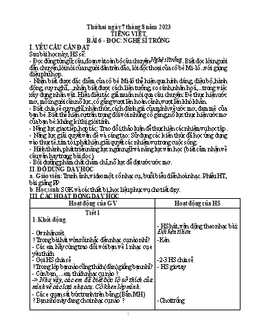 Giáo án Tiếng Việt Lớp 4 (Đọc) Sách Kết nối tri thức - Bài 6: Nghệ sĩ thống