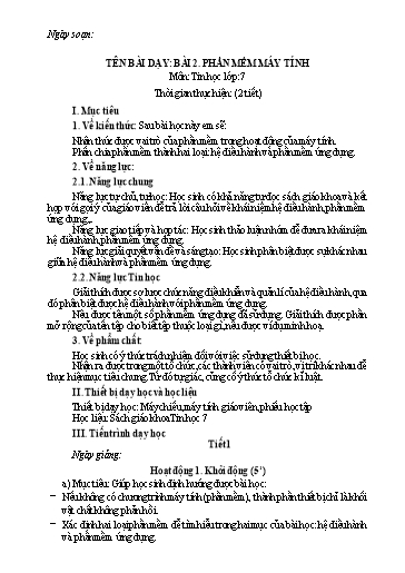 Giáo án Tin học 7 (Kết nối tri thức) - Bài 2: Phần mềm máy tính