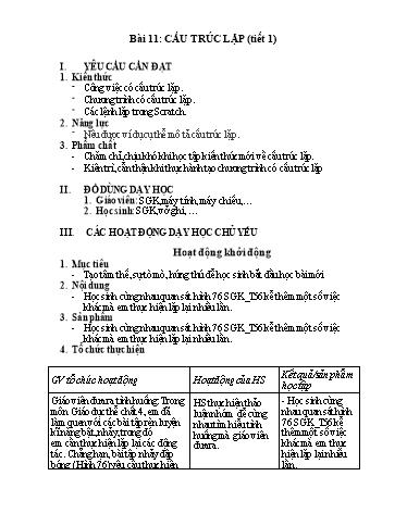 Giáo án Tin học Lớp 5 (Kết nối tri thức) - Bài 11: Cấu trúc lặp (Tiết 1)