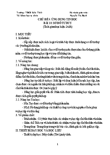 Giáo án Tin Học Lớp 6 (Kết nối tri thức) - Chủ đề 5: Ứng dụng tin học - Bài 10: Sơ đồ tư duy - Nguyễn Thị Hạnh