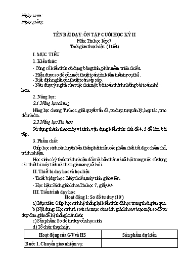 Giáo án Tin học Lớp 7 (Kết nối tri thức) - Bài: Ôn tập cuối học kì II