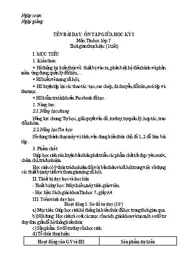 Giáo án Tin học Lớp 7 (Kết nối tri thức) - Bài: Ôn tập giữa học kì I