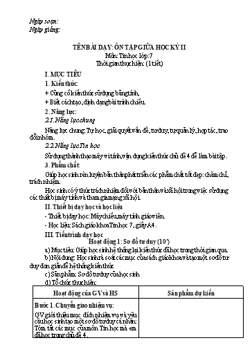 Giáo án Tin học Lớp 7 (Kết nối tri thức) - Bài: Ôn tập giữa học kì II
