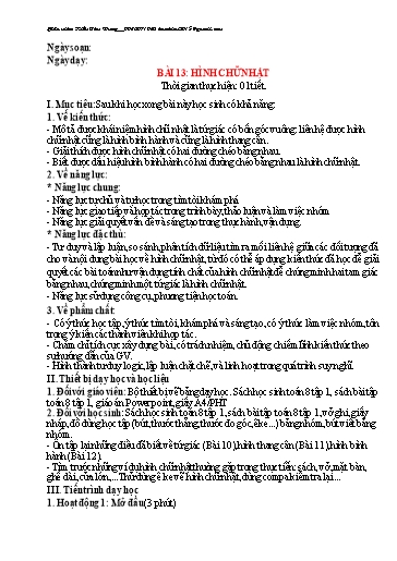 Giáo án Toán Lớp 8 (Kết nối tri thức) - Bài 13: Hình chữ nhật - Kiều Thu Dung