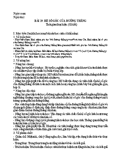 Giáo án Toán Lớp 8 (Kết nối tri thức) - Bài 29: Hệ số góc của đường thẳng (2 Tiết)