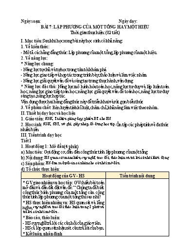 Giáo án Toán Lớp 8 (Kết nối tri thức) - Bài 7: Lập phương của 1 tổng hay 1 hiệu (2 Tiết)