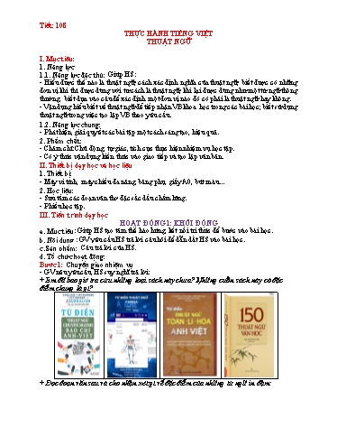 Kế hoạch bài dạy Ngữ văn Lớp 7 (Kết nối tri thức) - Tiết 108: Thực hành Tiếng Việt Thuật ngữ