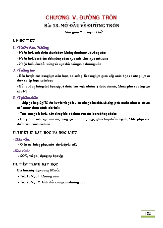 Kế hoạch bài dạy Toán Lớp 9 (Kết nối tri thức) - Chương V: Đường tròn